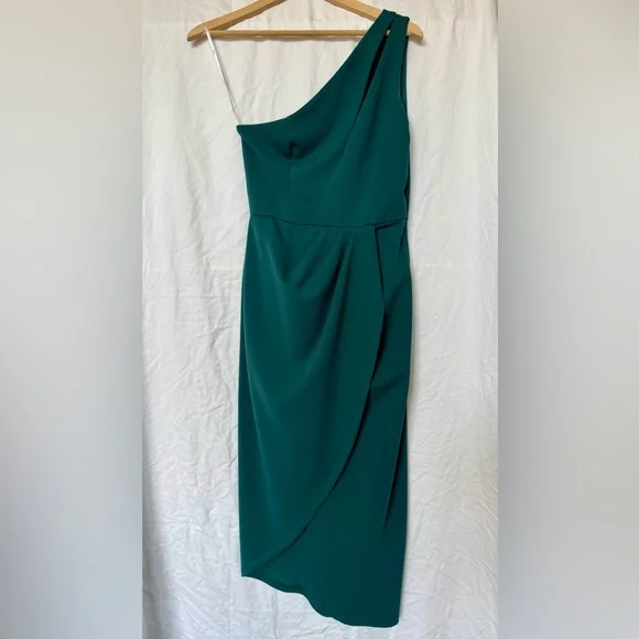 Lulus | Dresses | Lulus Emerald Green One Shoulder Wrap Cocktail Dress  Small | Poshmark